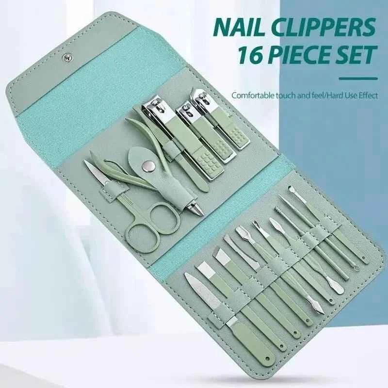 16-Piece Manicure & Pedicure Set with Case - Nail Kit