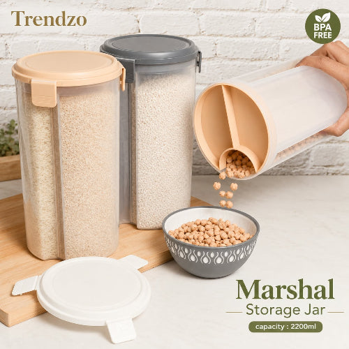 3 In 1 Storage Jar With 3 Portion Compartment Air Tight Storage Capacity