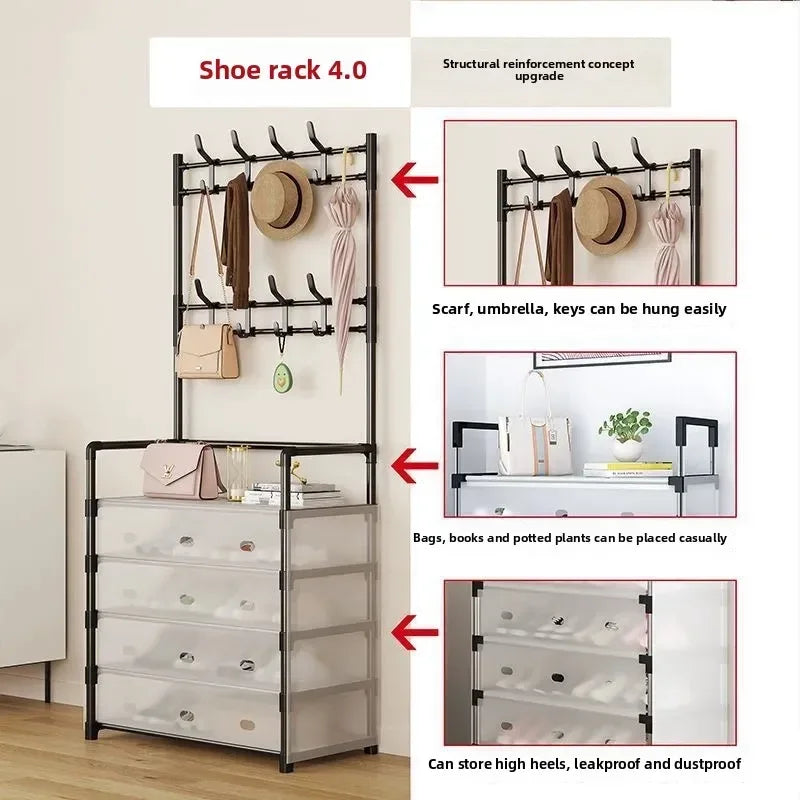 4-Layer Shoe & Coat Rack – Dustproof Home Organizer