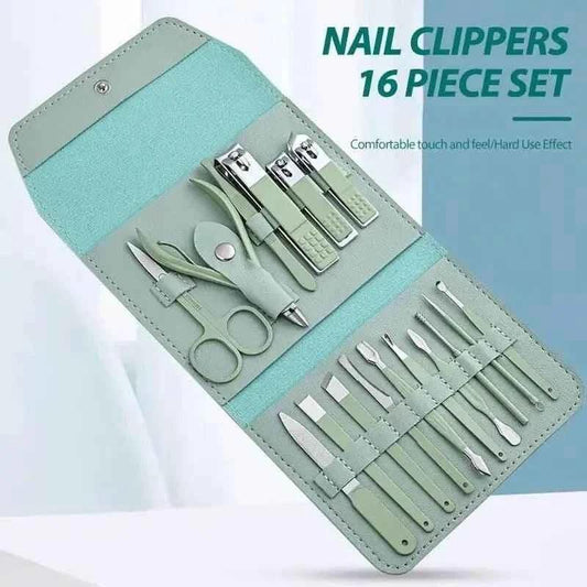 16-Piece Manicure & Pedicure Set with Case - Nail Kit