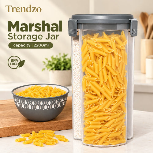 3 In 1 Storage Jar With 3 Portion Compartment Air Tight Storage Capacity