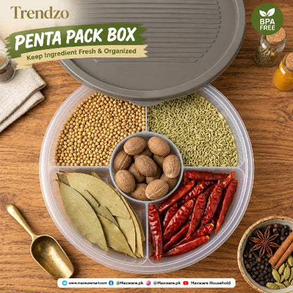 5 Partitions Air Tight Penta Pack Box