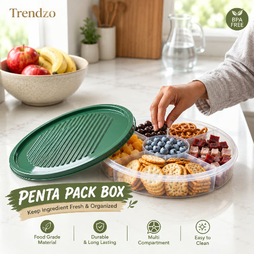 5 Partitions Air Tight Penta Pack Box