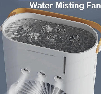 Electric Mist Fan – Dual Spray with Auto Rotation & RGB Lighting