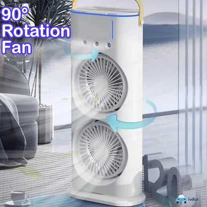 Electric Mist Fan – Dual Spray with Auto Rotation & RGB Lighting