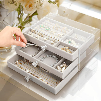 Acrylic Jewelry Organizer box with 3 Drawer