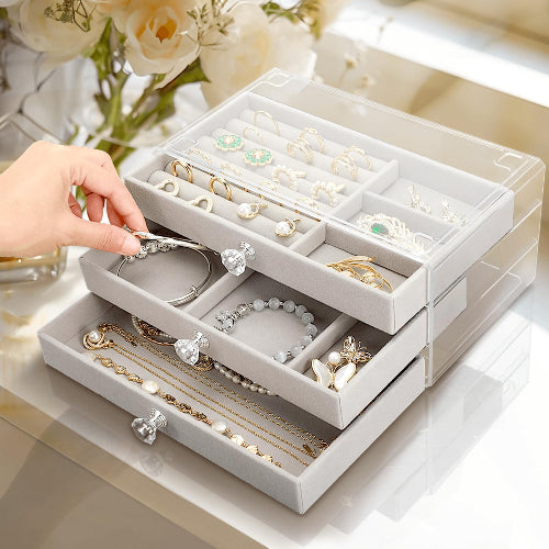 Acrylic Jewelry Organizer box with 3 Drawer