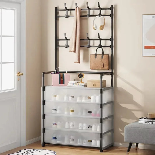4-Layer Shoe & Coat Rack – Dustproof Home Organizer