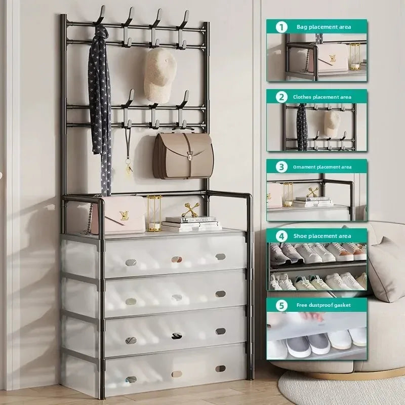 4-Layer Shoe & Coat Rack – Dustproof Home Organizer