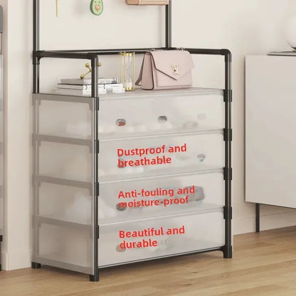 4-Layer Shoe & Coat Rack – Dustproof Home Organizer